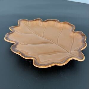 Cindy Crawford Harvest Leaf Platter Brown Stoneware Ceramic Autumn Fall Plate
